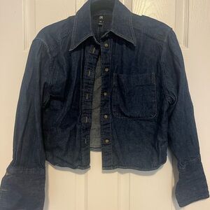 Banana Republic Cropped Denim Shirt Jacket Size XS